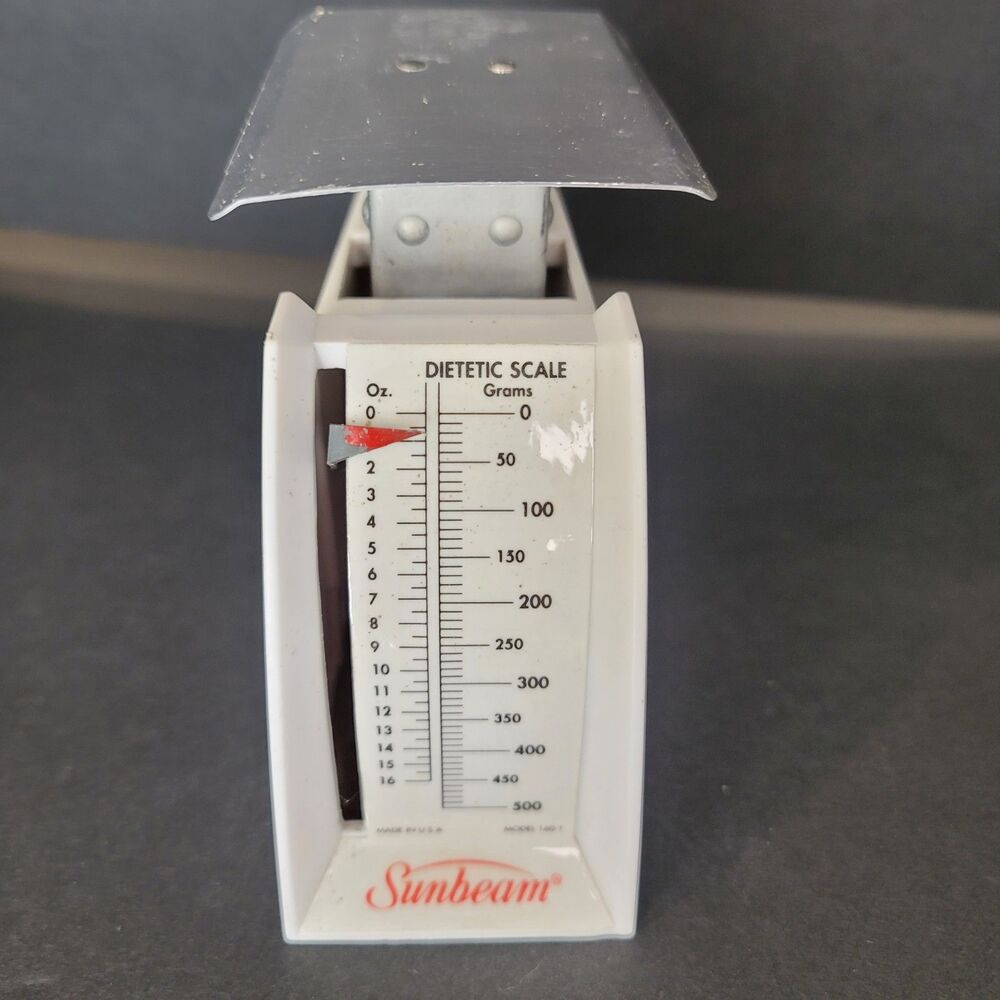 Vintage Sunbeam Dietetic Scale Model 140-1 White Made in USA Kitchen Food Scale